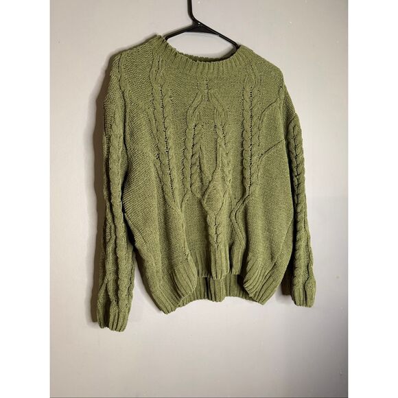Time and Tru Women's Mixed Stitch Crewneck Green Sweater Size Small - Picture 2 of 5